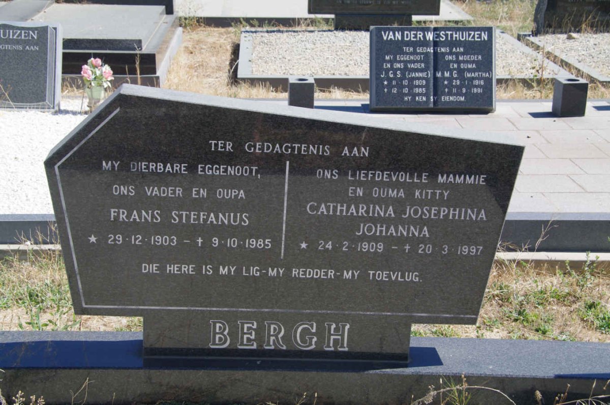 BERGH Frans Stefanus 1903-1985 &amp; Catharina Josephina Johanna 1909-1997