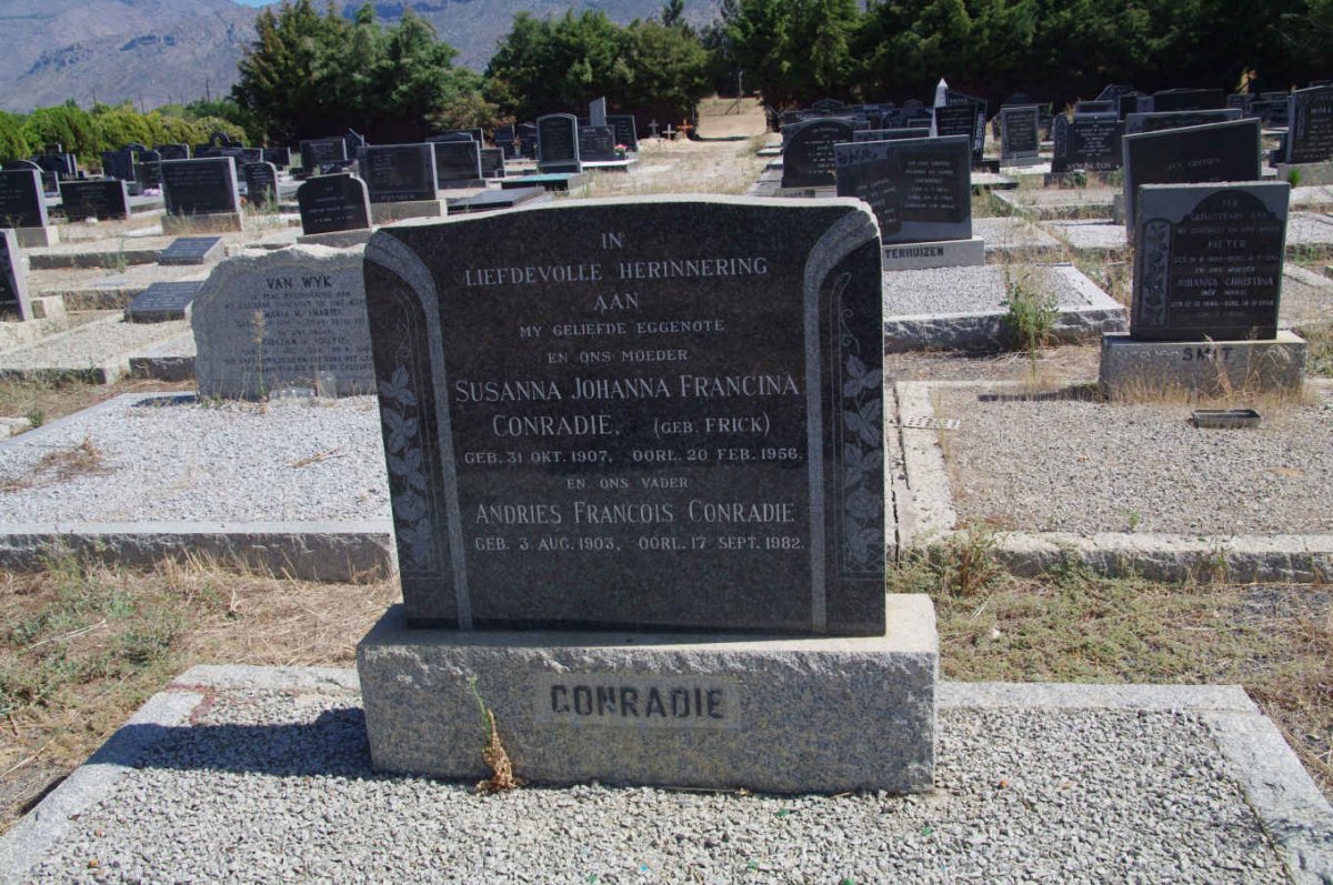 CONRADIE Andries Francois 190?-19?2 &amp; Susanna Johanna Francina FRICK 1907-1956