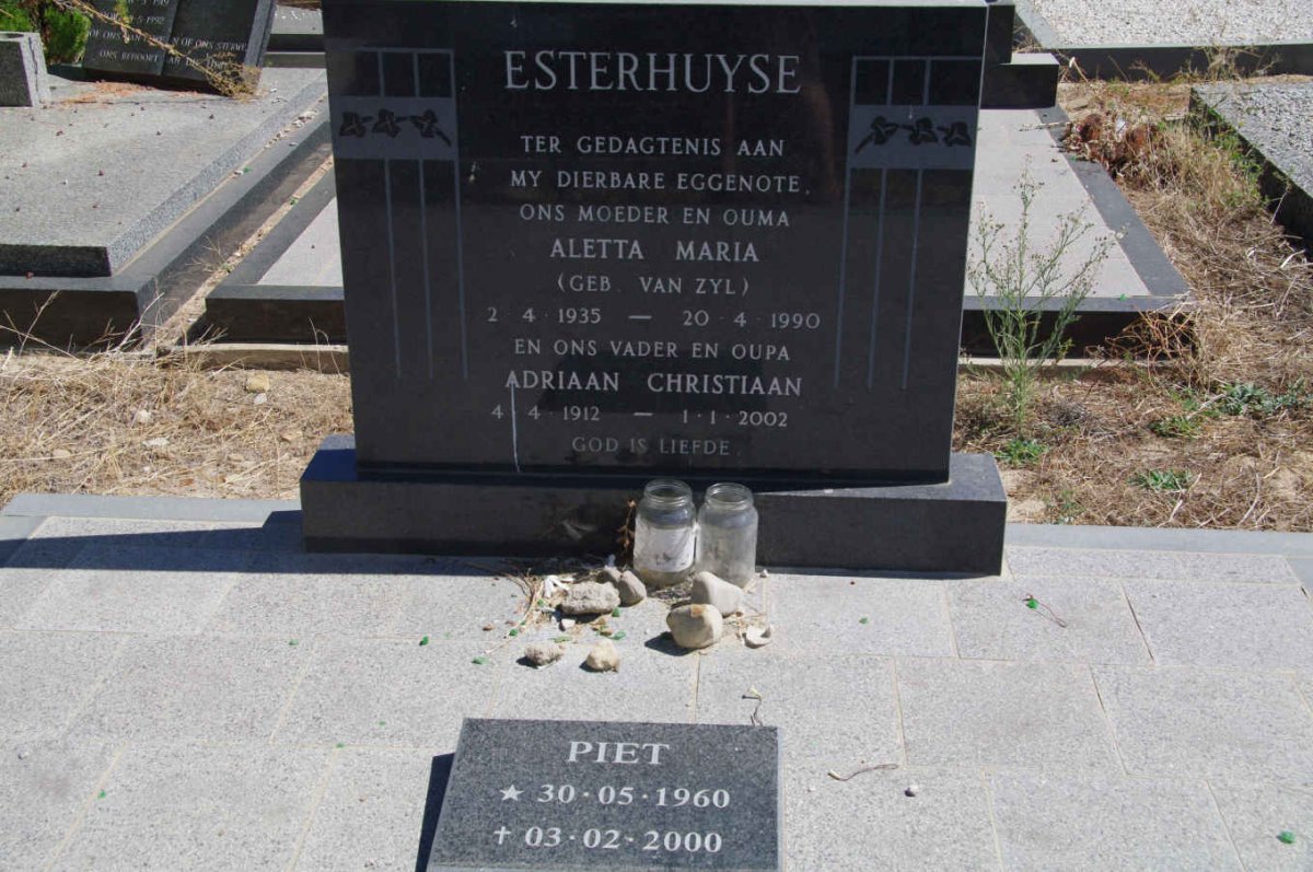 ESTERHUYSE Adriaan Christiaan 1912-2002 &amp; Aletta Maria van ZYL 1935-1990 :: ESTERHUYSE Piet 1960-2000