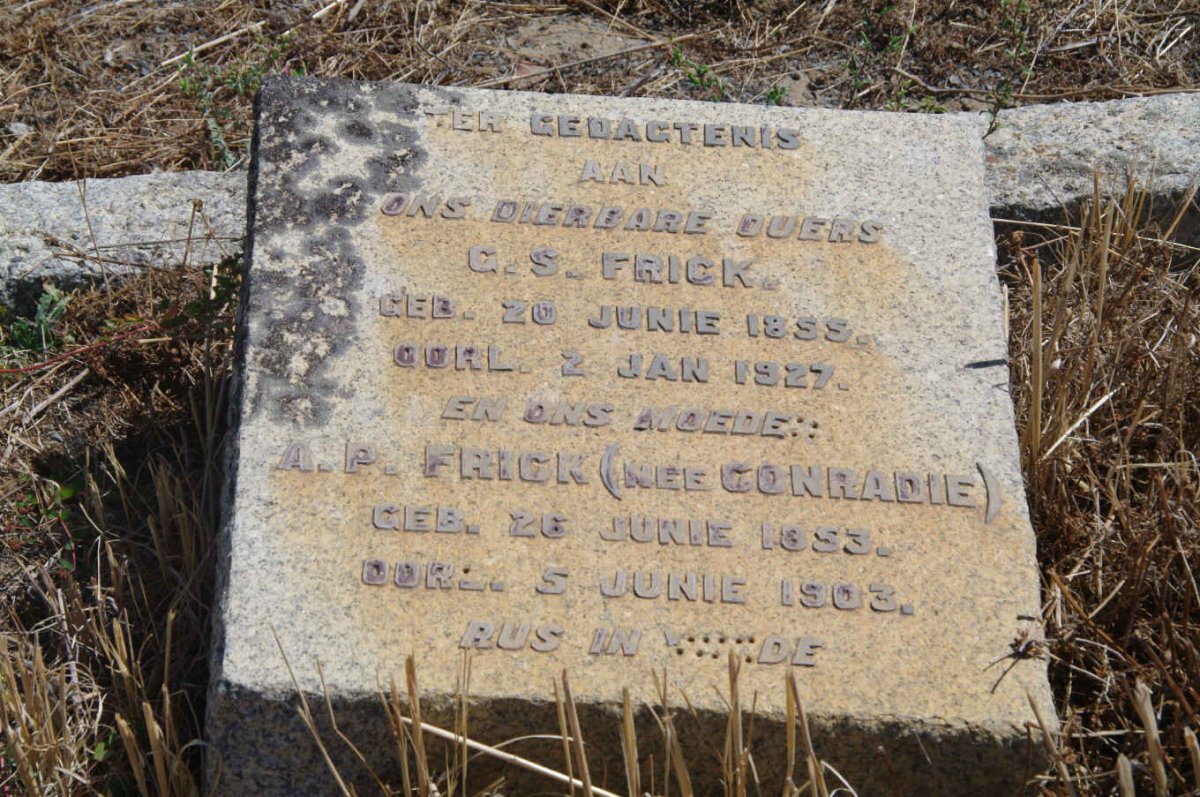 FRICK G.S. 1855-1927 &amp; A.P. CONRADIE 1853-1903