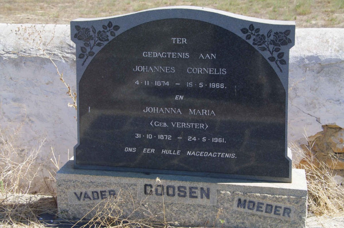 GOOSEN Johannes Cornelis 1874-1966 &amp; Johanna Maria VERSTER 1872-1961