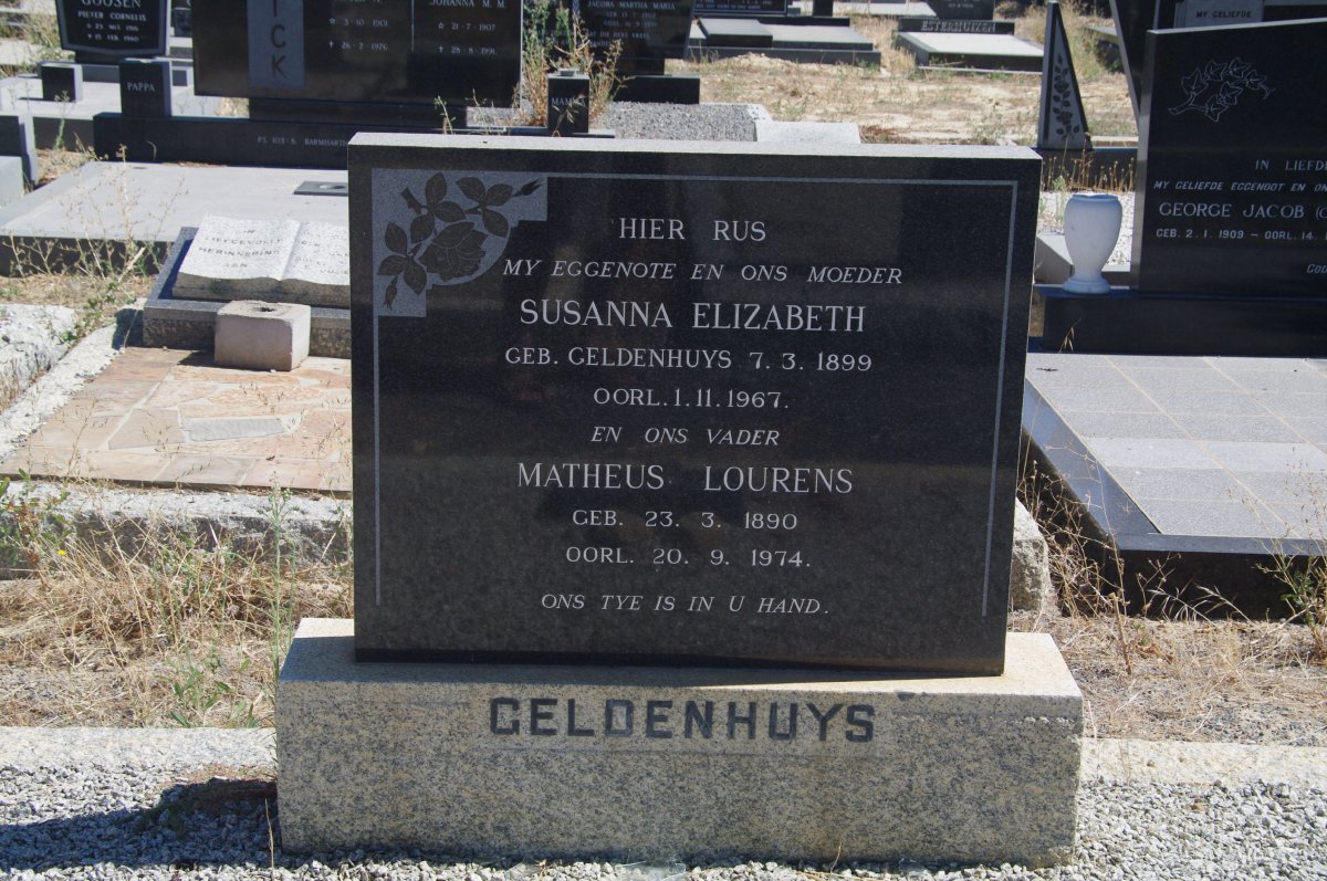 GELDENHUYS Matheus Lourens 1890-1974 &amp; Susanna Elizabeth GELDENHUYS 1899-1967 :: GELDENHUYS Hennie 1927-1993