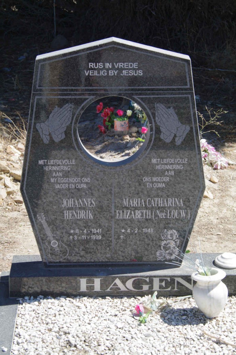 HAGEN Johannes Hendrik 1941-1999 &amp; Maria Catharina Elizabeth LOUW 1945- 