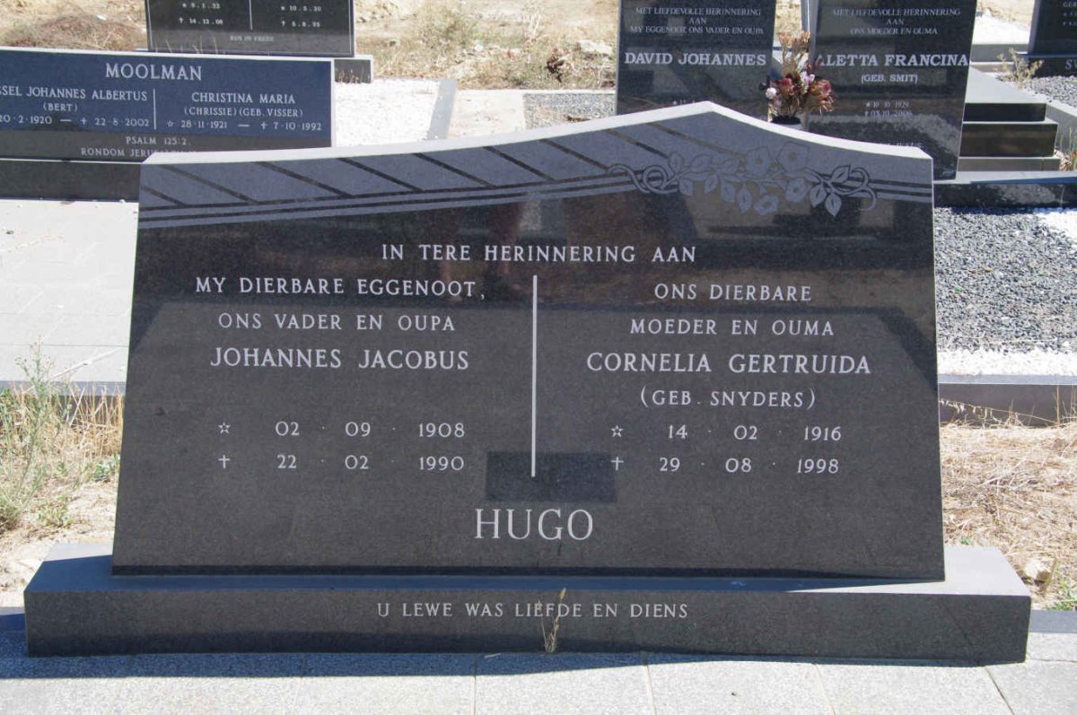 HUGO Johannes Jacobus 1908-1990 &amp; Cornelia Gertruida SNYDERS 1916-1998