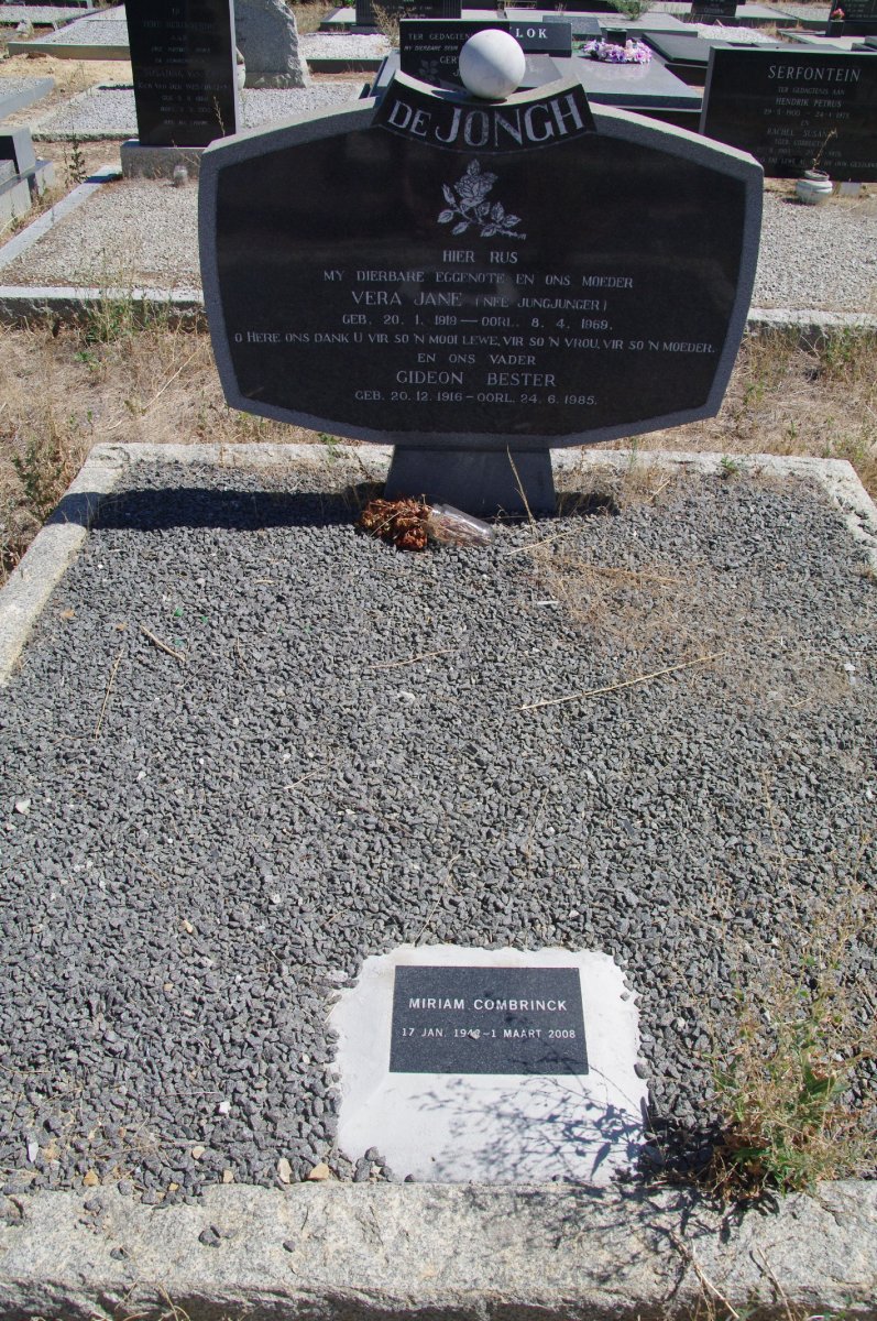 JONGH Gideon Bester, de 1916-1985 &amp; Vera Jane JUNGJUNGER 1919-1969 :: COMBRINCK Miriam 