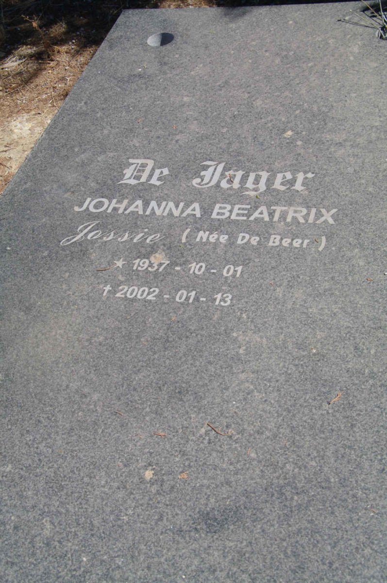 JAGER Johanna Beatrix, de nee de BEER 1937-2002