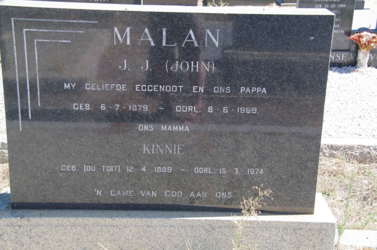 MALAN J.J. 1879-1969 &amp; Kinnie du TOIT 1889-1974