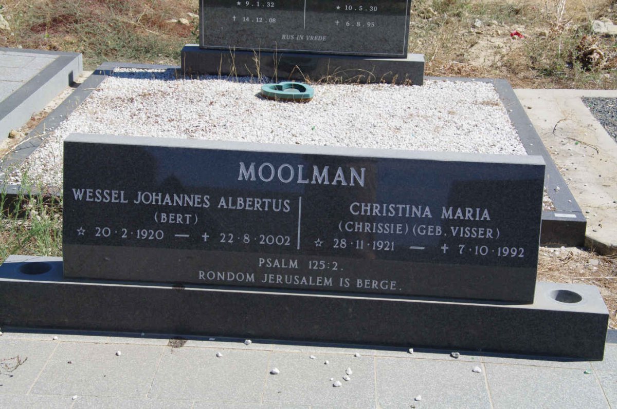 MOOLMAN Wessel Johannes Albertus 1920-2002 &amp; Christina Maria VISSER 1921-1992
