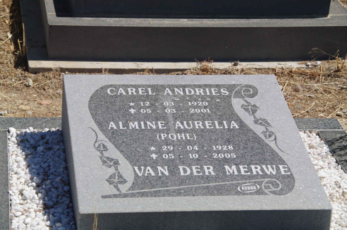 MERWE Carel Andries, van der 1920-2001 &amp; Almine Aurelia POHL 1928-2005