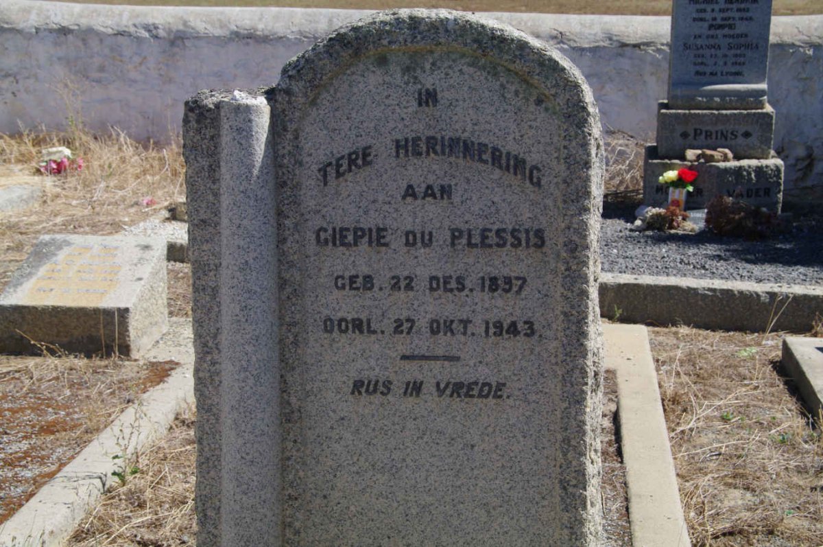 PLESSIS Giepie, du 1837-1943
