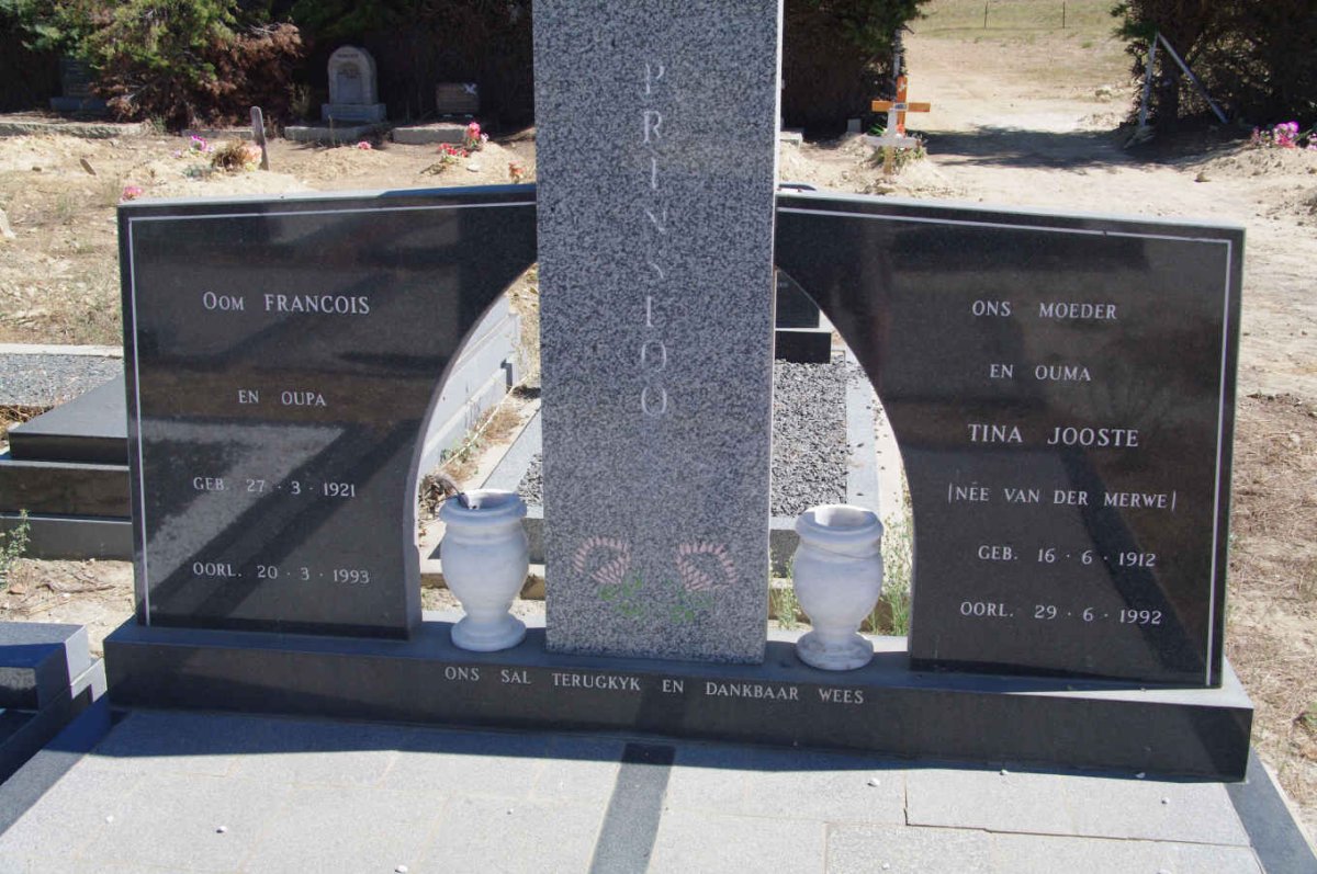 PRINSLOO Francois 1921-1993 :: van der MERWE Tina Jooste 1912-1992