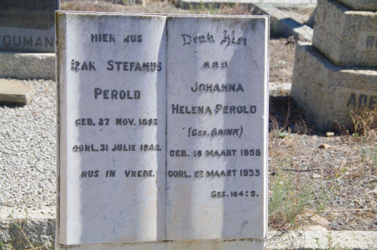 PEROLD Izak Stefanus 1853-1932 &amp; Johanna Helena BRINK 1858-1933