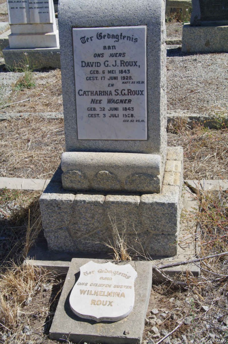 ROUX David G.J. 1843-1928 &amp; Catharina S.G. WAGNER 1843-1928 :: ROUX Wilhelmina