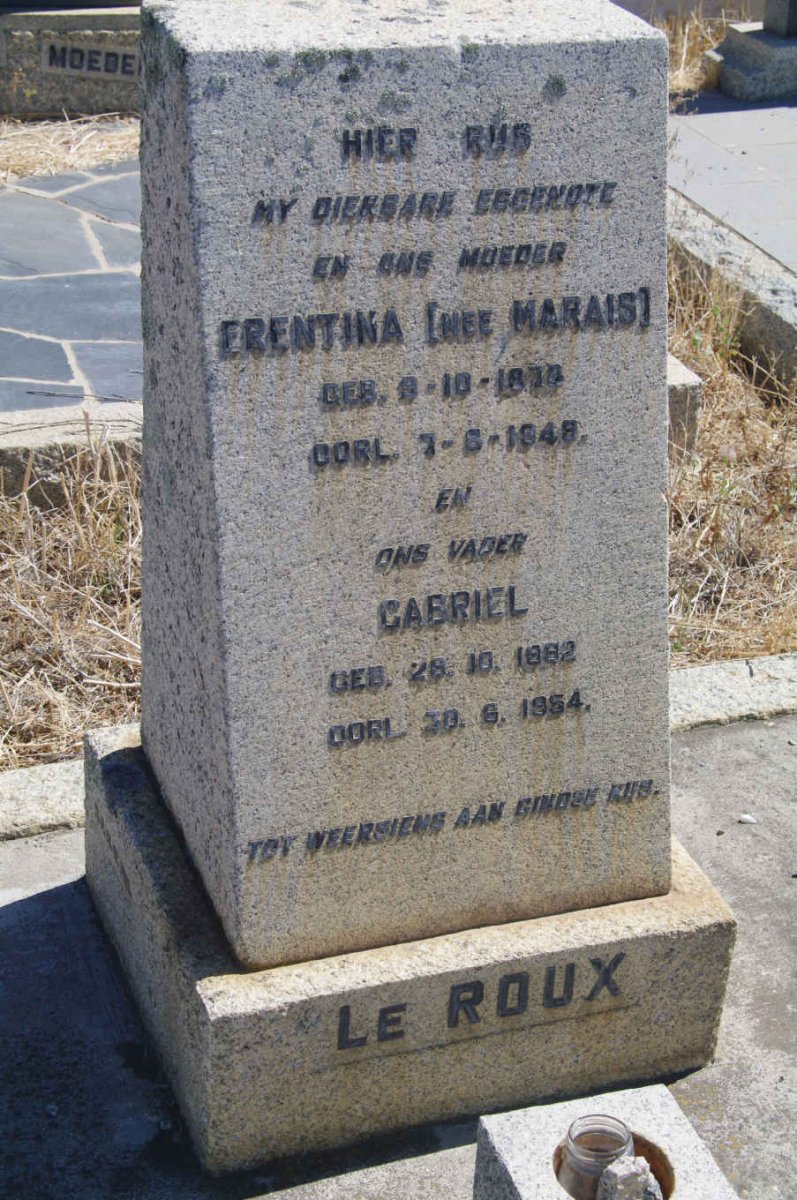 ROUX Gabriel, le 1882-1954 &amp; Erentina MARAIS 1878-1948