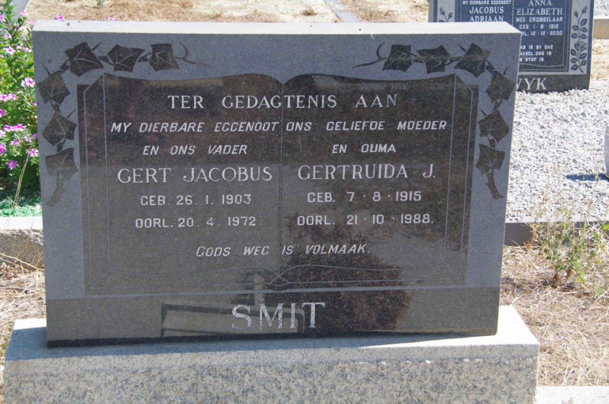 SMIT Gert Jacobus 1903-1972 &amp; Gertruida J. 1915-1988