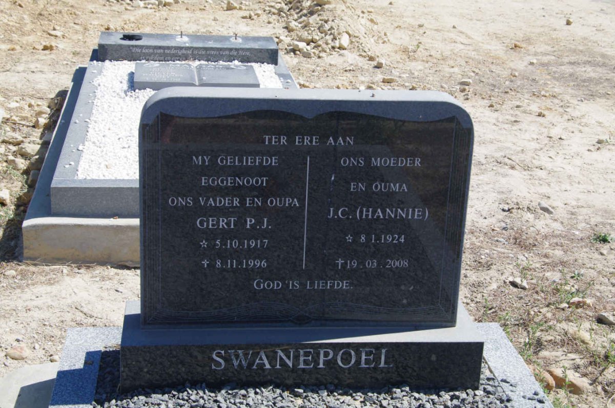 SWANEPOEL Gert P.J. 1917-1996 &amp; J.C. 1924-2008