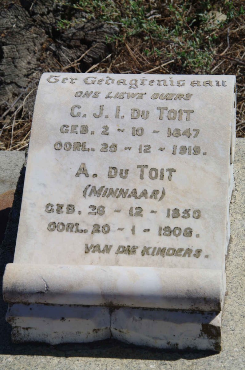 TOIT G.J.I., du 1847-1919 &amp; A. MINNAAR 1850-1908