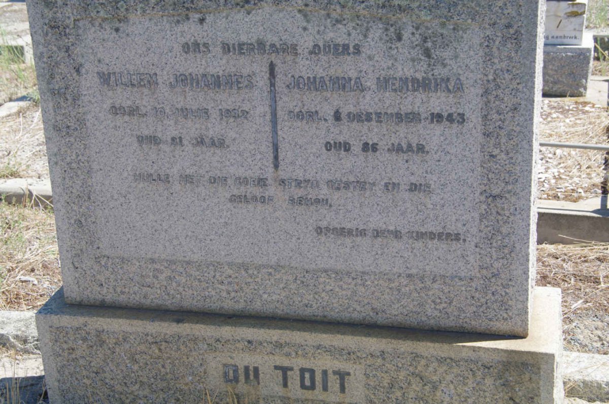 TOIT Willem Johannes, du -1938 &amp; Johanna Hendrika -1943