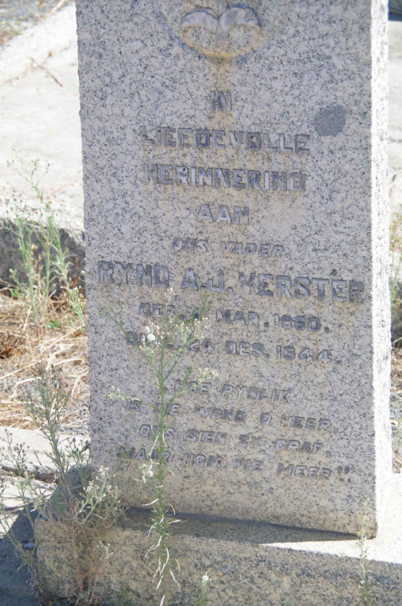 VERSTER Ryno Albertus Adriaan Johannes 1860-1944