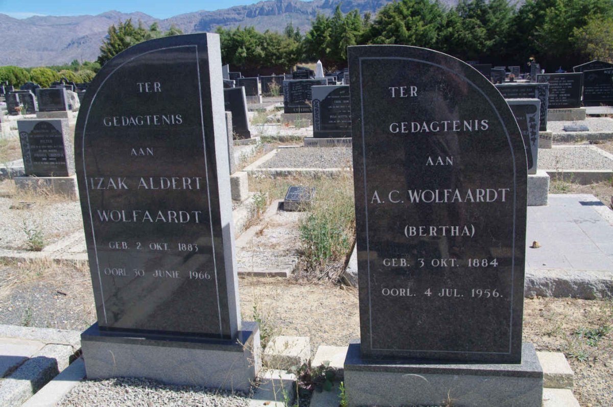 WOLFAARDT Izak Albert 1883-1966 &amp; A.C. 1884-1956