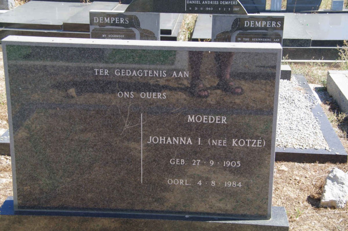 ? Johanna I. nee KOTZE 1905-1984