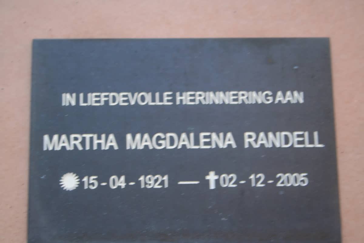 RANDELL Martha Magdalena 1921-2005
