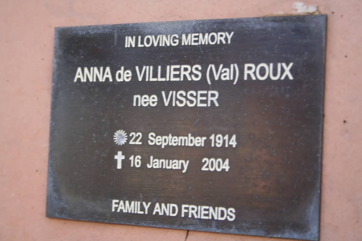 ROUX Anna deVilliers nee VISSER 1914-2004