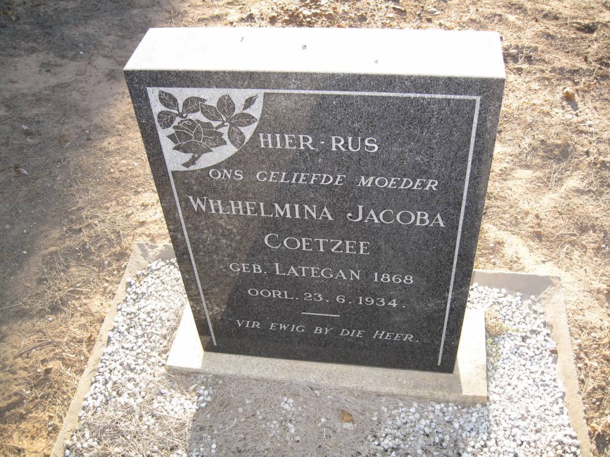 COETZEE Wilhelmina Jacoba nee LATEGAN 1868-1934