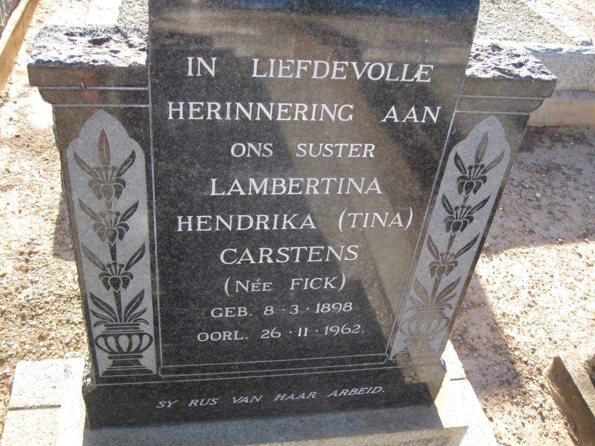 CARSTENS Lambertina Hendrika nee FICK 1898-1962