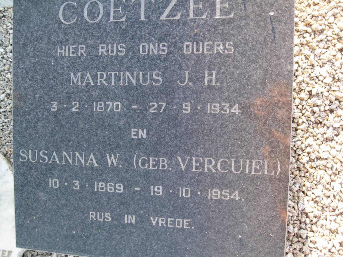 COETZEE Marthinus J. H. 1870-1934 :: COETZEE Martinus J.H. 1870-1934 &amp; Susanna W. VERCUIEL 1869-1954