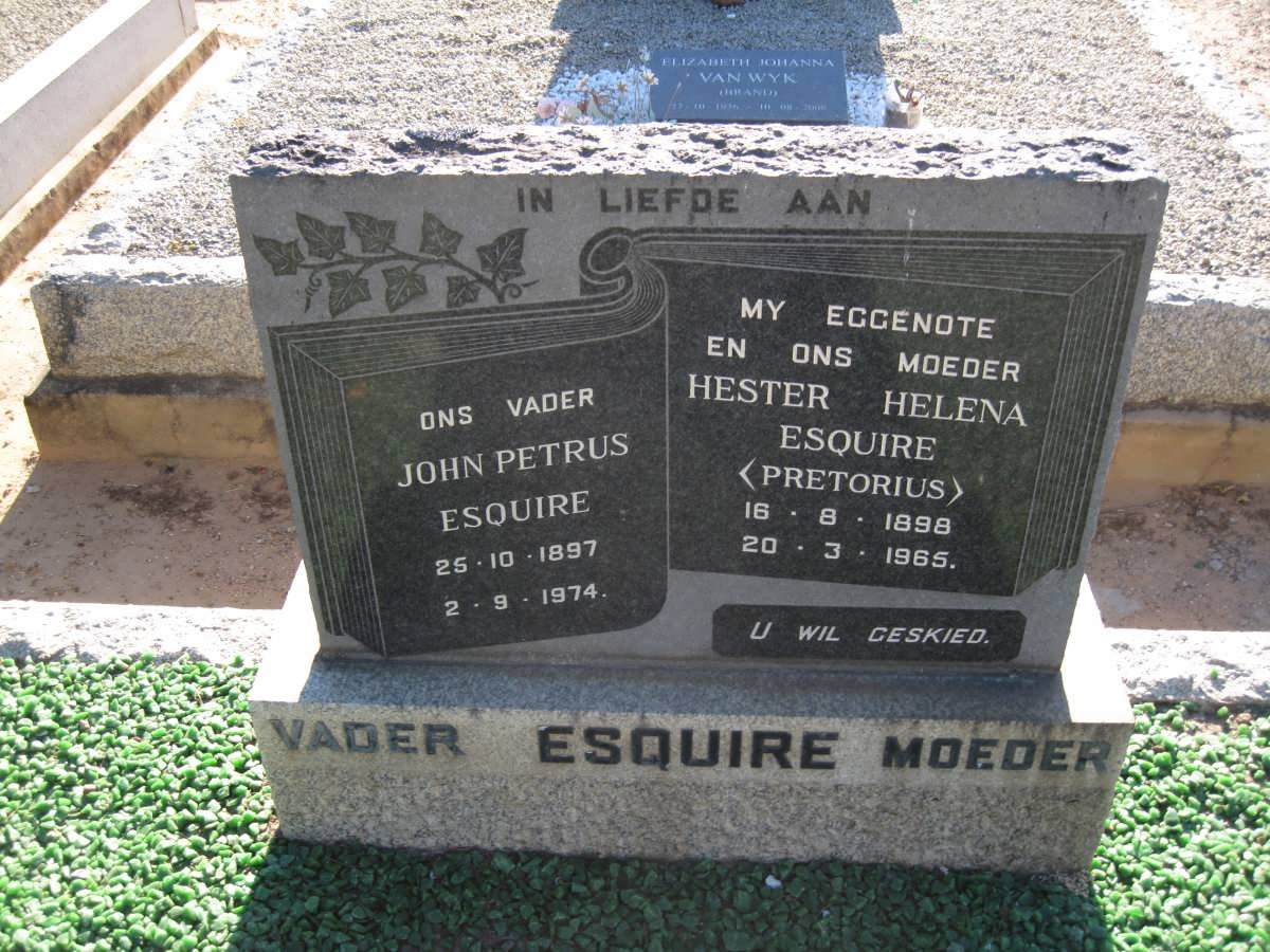 ESQUIRE John Petrus 1897-1974 &amp; Hester Helena PRETORIUS 1898-1965