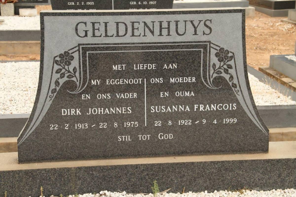 GELDENHUYS Dirk Johannes 1913-1975 &amp; Susanna Francois 1922-1999