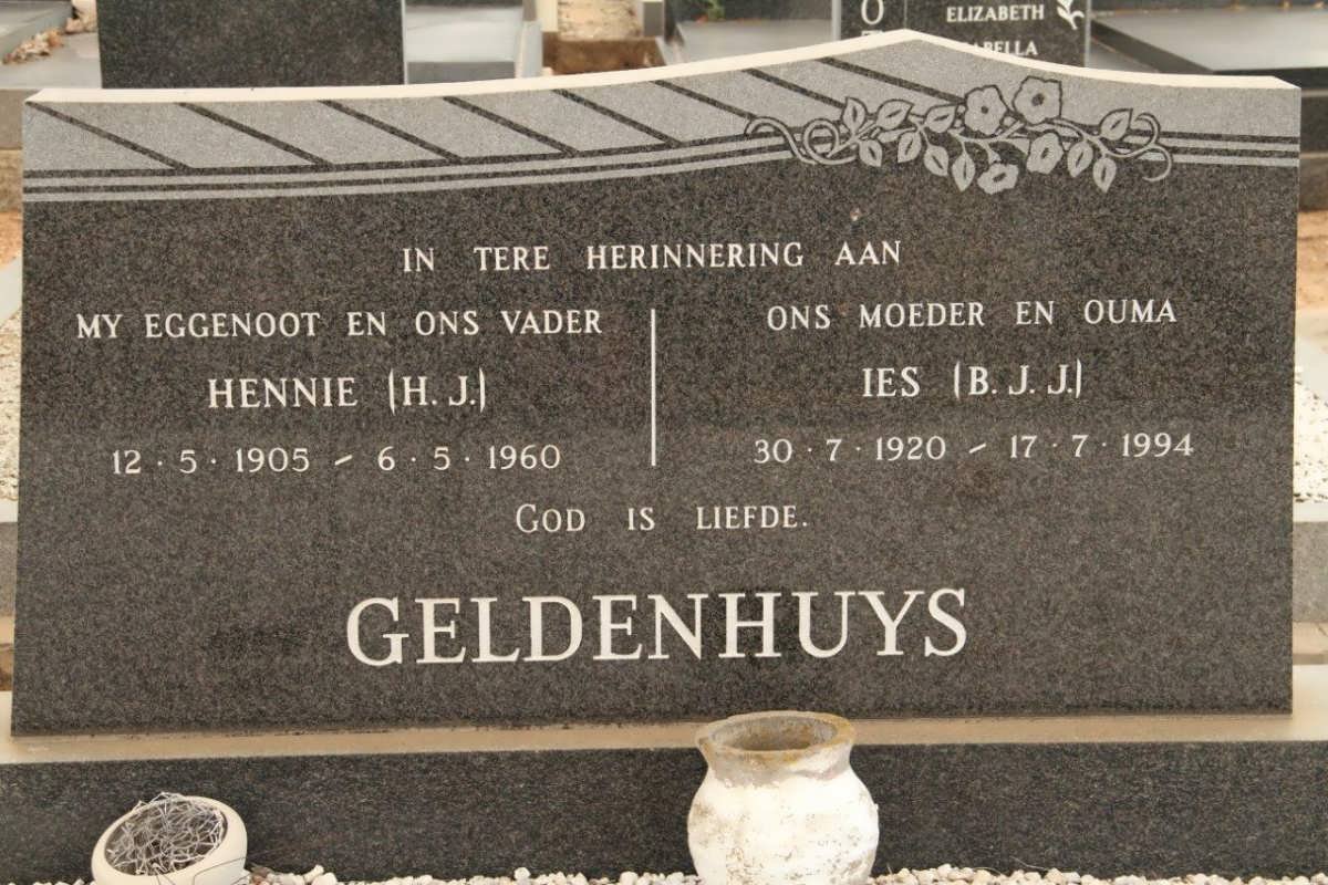 GELDENHUYS H.J. 1905-1960 &amp; B.J.J. 1920-1994