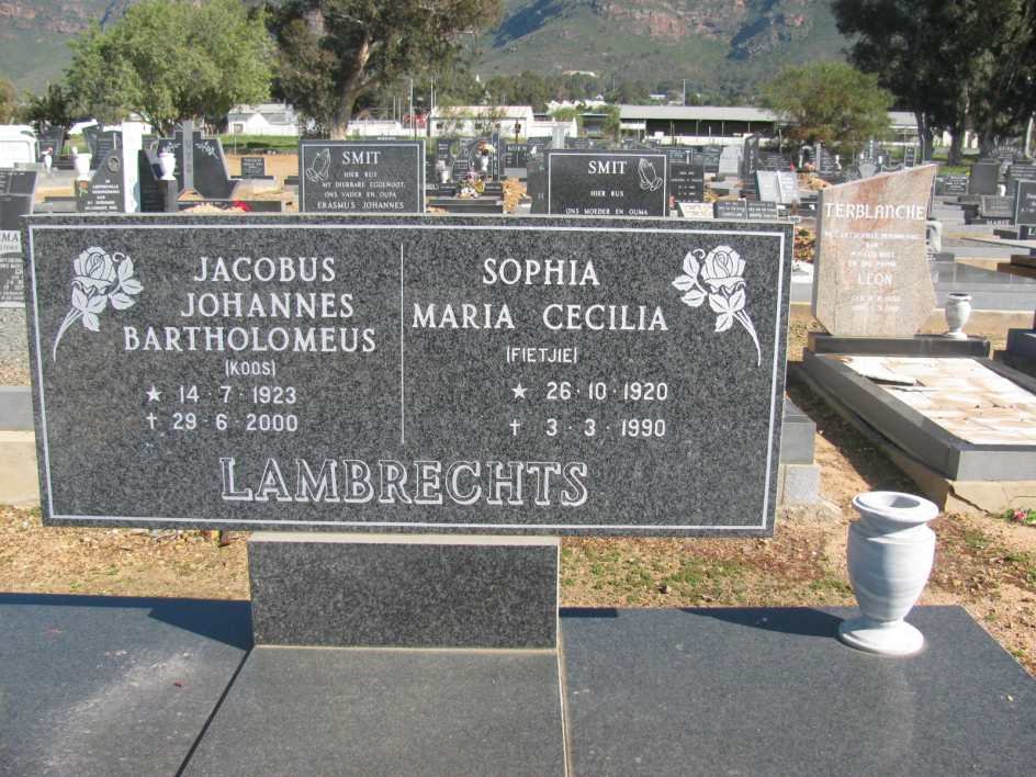 LAMBRECHTS Jacobus Johannes Bartholomeus 1923-2000 &amp; Sophia Maria Cecilia 1920-1990