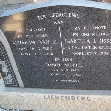 LIEBENBERG Abraham van Z. 1890-1974 &amp; Isabella E. LAUBSCHER 1894-1952