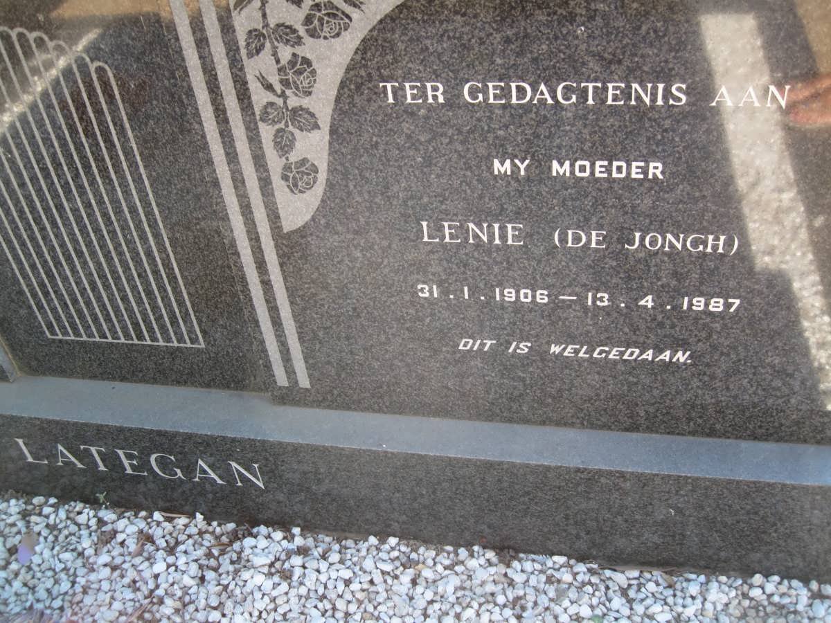 LATEGAN Lenie nee DE JONGH 1906-1987