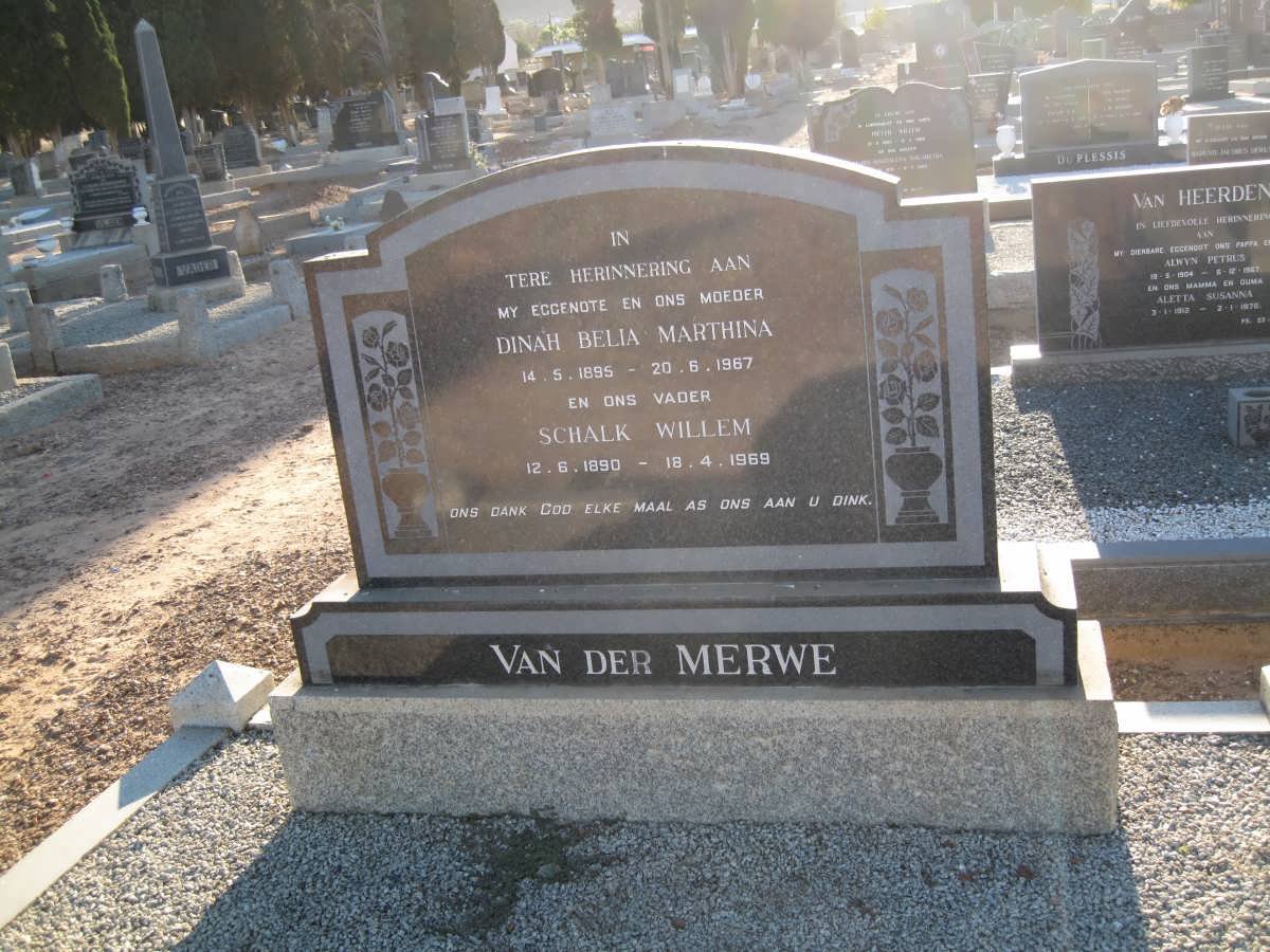 MERWE Schalk Willem, van der 1890-1969 &amp; Dinah Bella Marthina 1895-1967