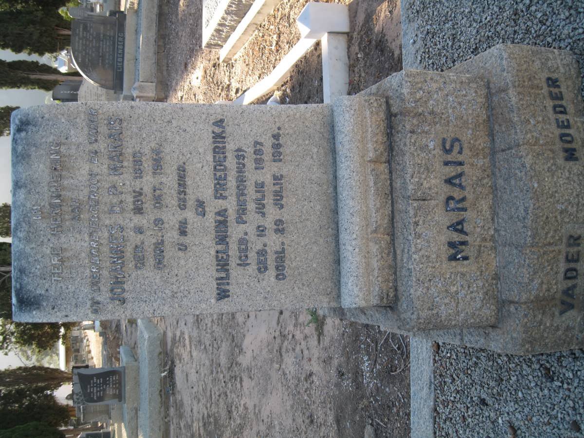 MARAIS Johannes D.P. 1880-1944 &amp; Wilhelmina Frederika PRETORIUS 1887-1964