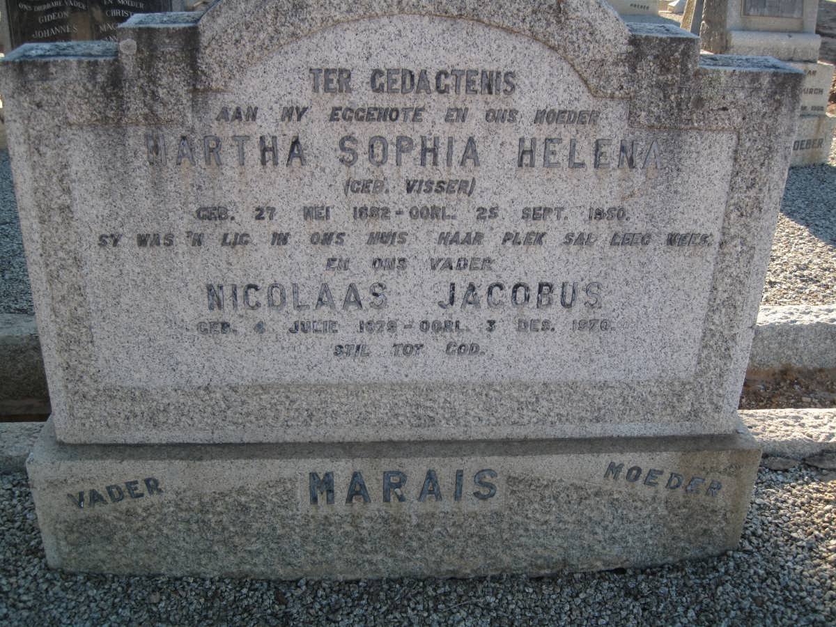 MARAIS Nicolaas Jacobus 1879-1970 &amp; Martha Sophia Helena VISSER 1882-1950