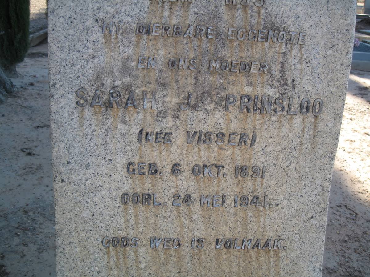 PRINSLOO Sarah J. nee VISSER 1891-1941