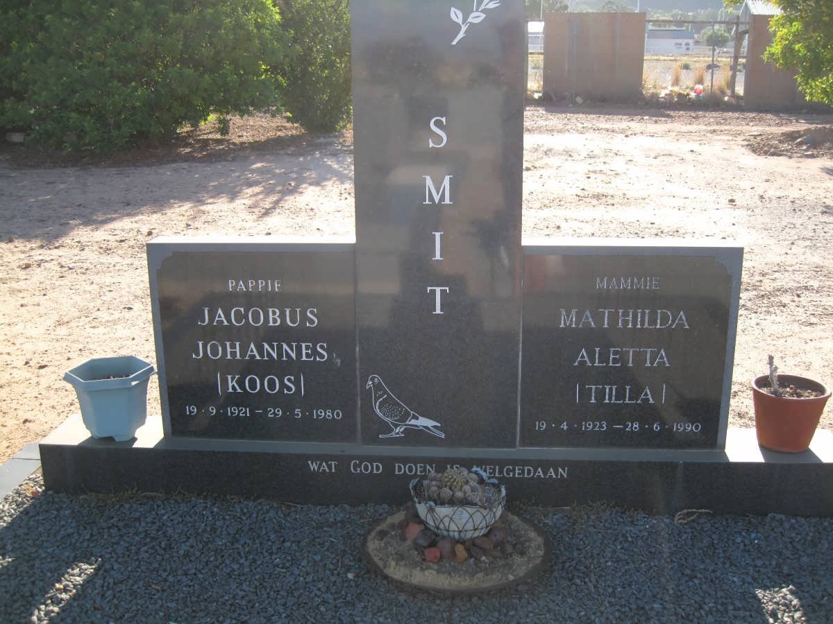 SMIT Jacobus Johannes 1921-1980 &amp; Mathilda 1923-1990