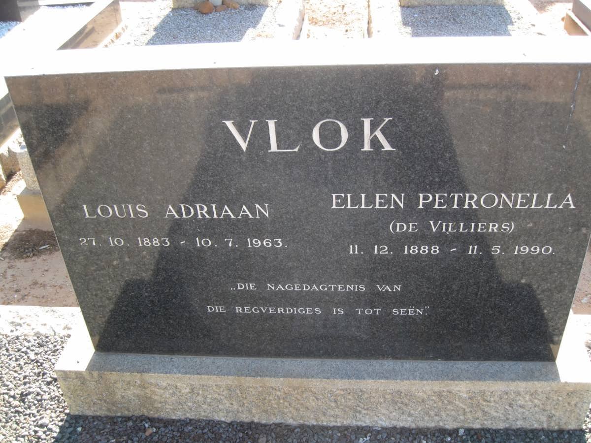 VLOK Louis Adriaan 1883-1963 &amp; Ellen Petronella DE VILLIERS 1888-1990