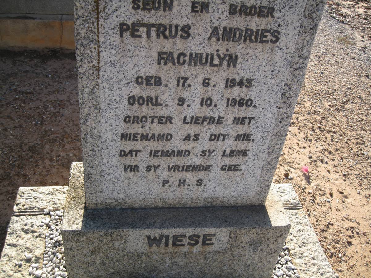 WIESE Petrus Andries Fachulÿn 1943-1960