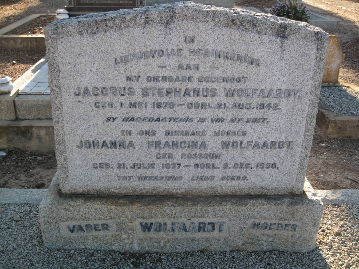 WOLFAARDT Jacobus Stephanus 1879-1942 &amp; Anna Francina ROSSOUW 1877-1950