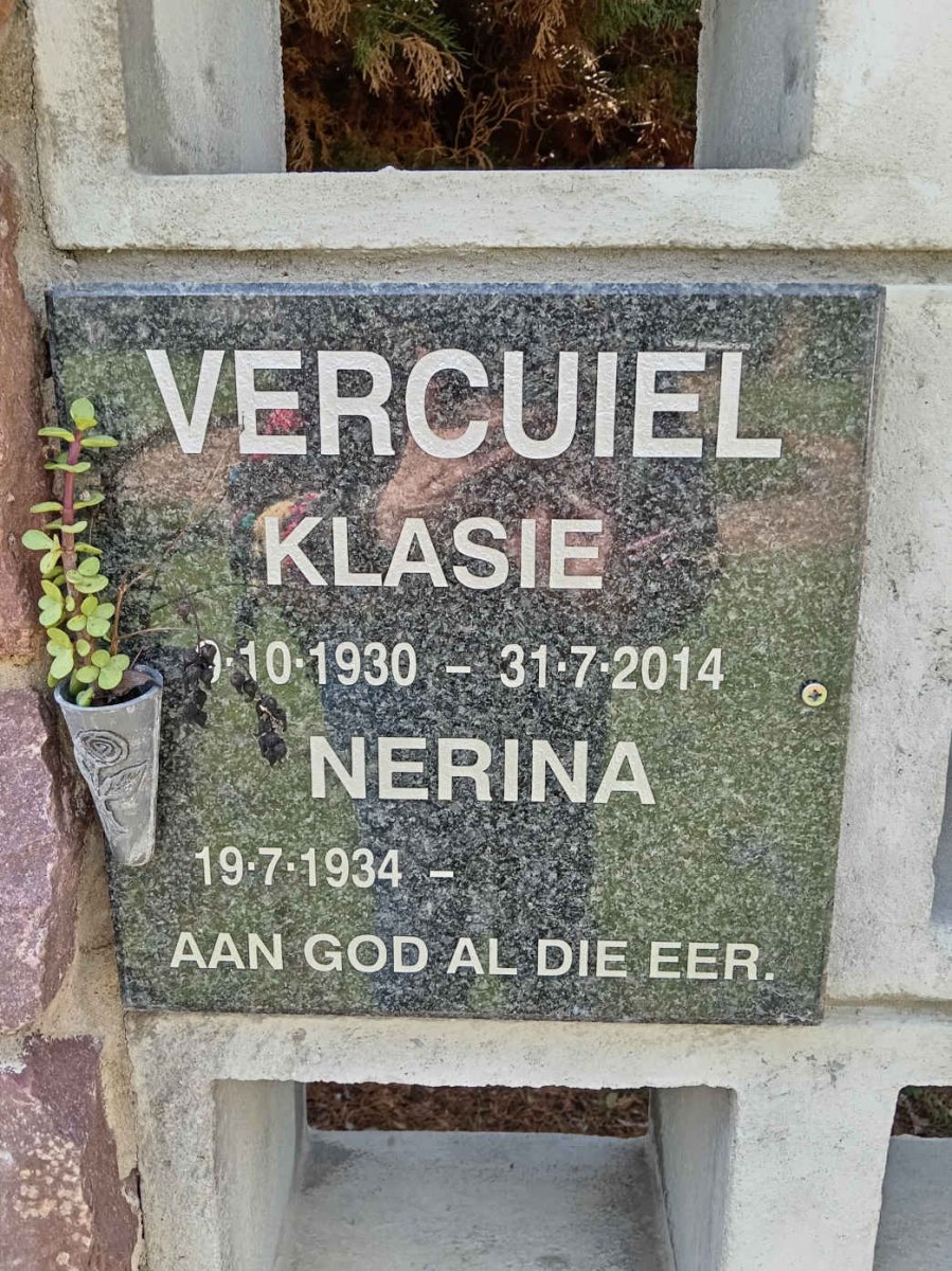 VERCUIEL Klasie 1930-2014 &amp; Nerina 1934-