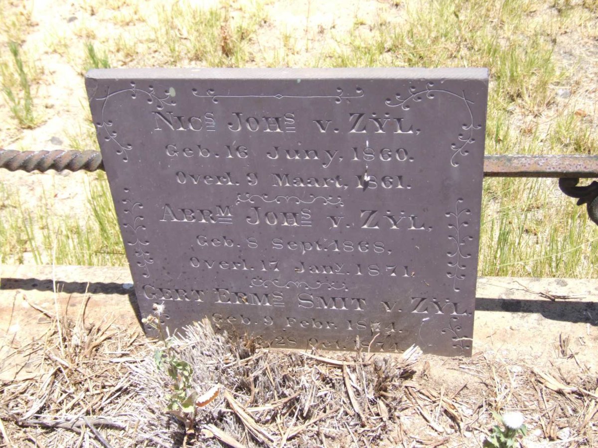 ZYL Nicolaas Johannes, van 1860-1861 :: VAN ZYL Abraham Johannes 1868-1871 :: VAN ZYL Gert Erasmus Smit 1874-1874