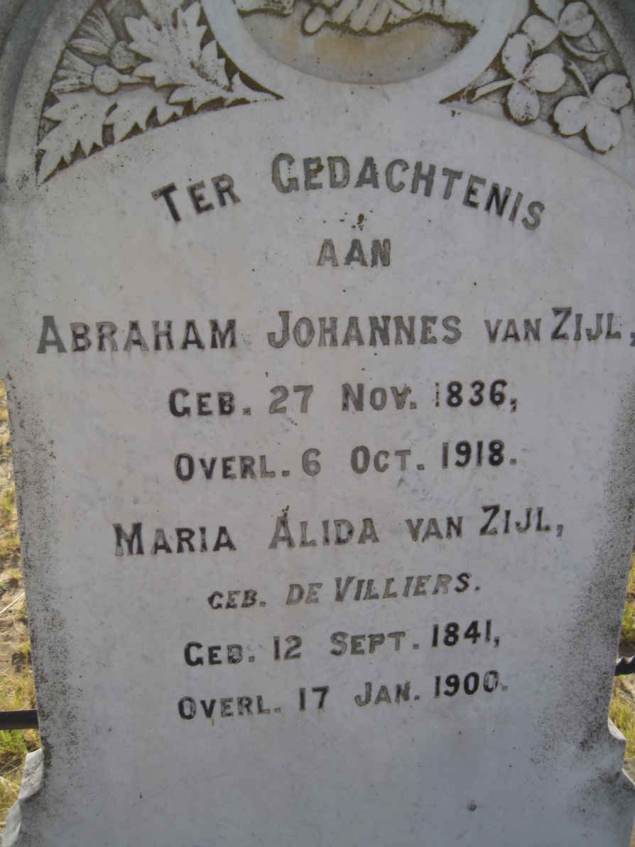 ZIJL Abraham Johannes, van 1836-1918 &amp; Maria Alida DE VILLIERS 1841-1900