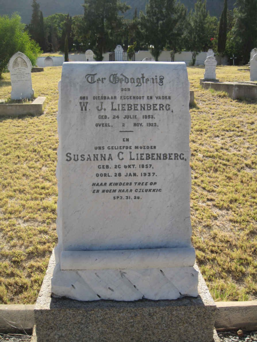 LIEBENBERG W.J. 1853-1922 &amp; Susanna C. 1857-1939