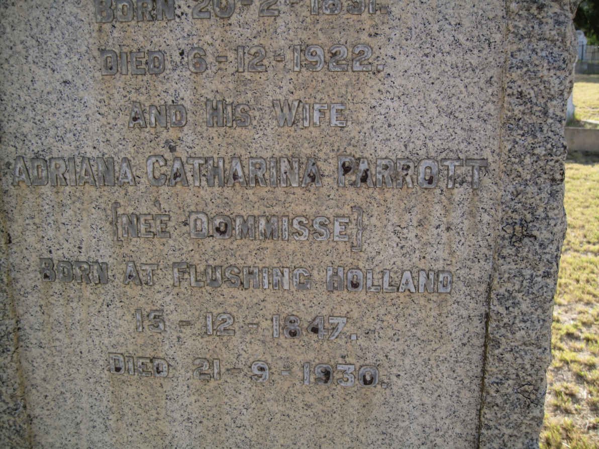 PARROTT Adriana Catharina nee DOMMISSE 1847-1930