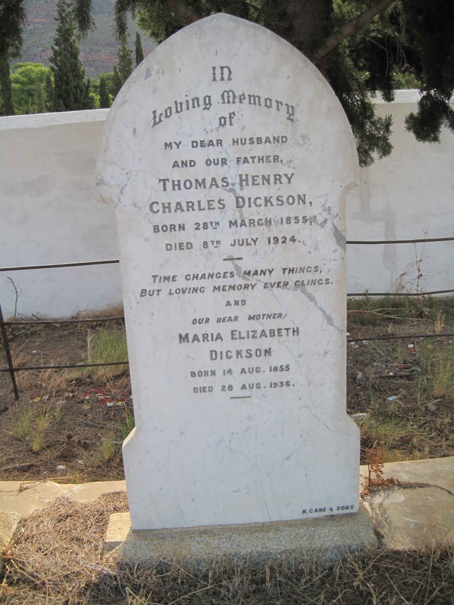 DICKSON Thomas Henry Charles 1855-1924 &amp; Maria Elizabeth 1855-1936